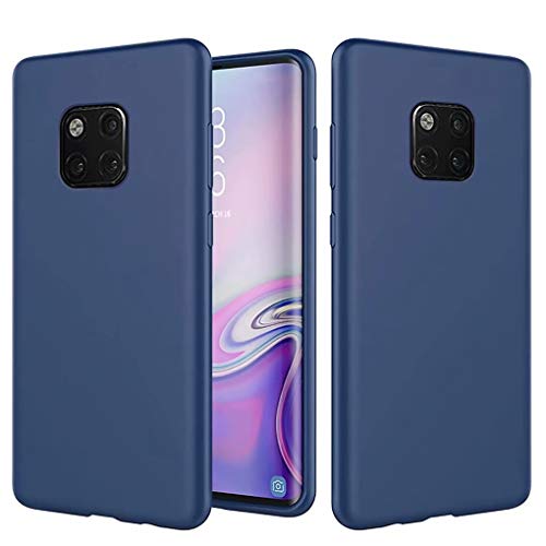 NiaCoCo Kompatibel mit Huawei Mate 20 Pro Schutzhülle aus Flüssigsilikon, sehr dünn, stoßfest, Kratzfest, Schutzhülle für Telefon + 1 Displayschutzfolie – Blau