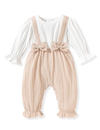 Borlai Neugeborenes Baby Mädchen Kleidung Rüschen Strampler Baumwolle Gerippt Jumpsuit Spielanzug Niedliche Bow Body Baby Onesie Outfit
