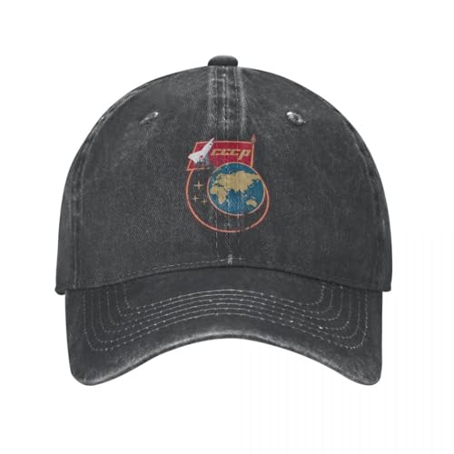 KUGEUII Neutrale atmungsaktive Sport Baseballkappe mit Aufschrift „Russian“ im Distressed Denim Waschverfahren Snapback Mütze für Outdoor Workouts Geschenkkappen Hutgeschenk