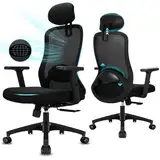 Milacyee Bürostuhl Ergonomisch, Bürostuhl,Schreibtischstuhl mit Lendenwirbelstütze, Höhenverstellung, Chefsessel aus Mesh hat 90°-130° Liegefunktion(Abschließbar), Netzstuhl Belastung bis 150KG