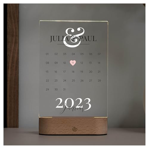 Geschenkfreude Acrylglas personalisiert mit Kalender - 20x15cm - Geschenk für Ihn und Sie - Geschenke für Paare - Geschenkideen für den Partner - Pärchengeschenk - Liebesgeschenke