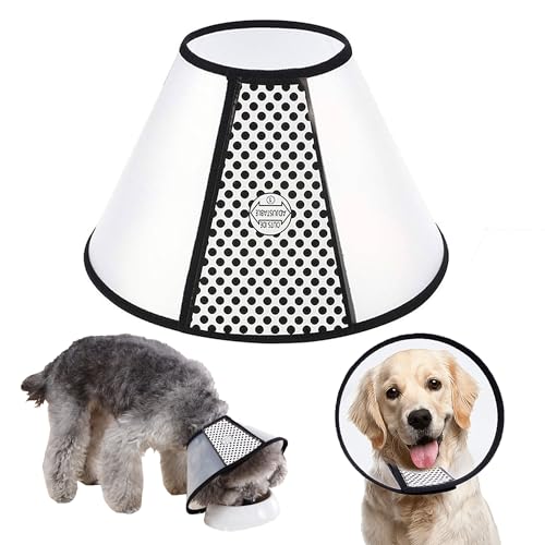WYFCR Pet Cone Recovery, Großer Hund Einstellbare Elizabeth Recovery Schutzhalsband, Anti-Biss Leck Sicherheit Nackenbezug, für nach der Operation Wundheilung, Trimmen Nägel, (Halsumfang 33-38cm)