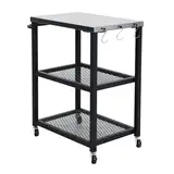 TAINO NETIS Grillwagen Grilltisch Rollwagen Grillständer klein mit Rollen Outdoor Balkon Garten Terrasse Schwarz