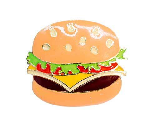 Miniblings Hamburger emailliert Brosche Metall Emaille Fast Food Essen Burger US - Handmade Modeschmuck I Anstecknadel Button Pins