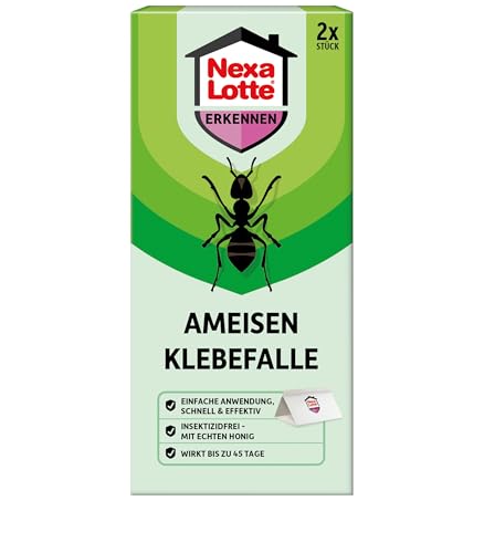Nexa Lotte Ameisen Klebefalle, 2 Stück, Effektive Ameisenbekämpfung mit echtem Honig, 45 Tage Wirkungsdauer, Grün