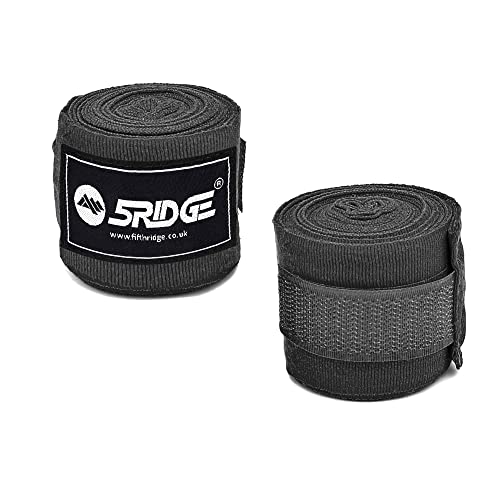 5RIDGE Boxhandbandagen Innenhandschuhe 2,5 Meter elastische gewebte Bandagen, Daumenschlaufe Handgelenk & Knöchelschutz Straps für Muay Thai MMA Kickboxen Kampfsport Herren Damen Kinder (Schwarz)