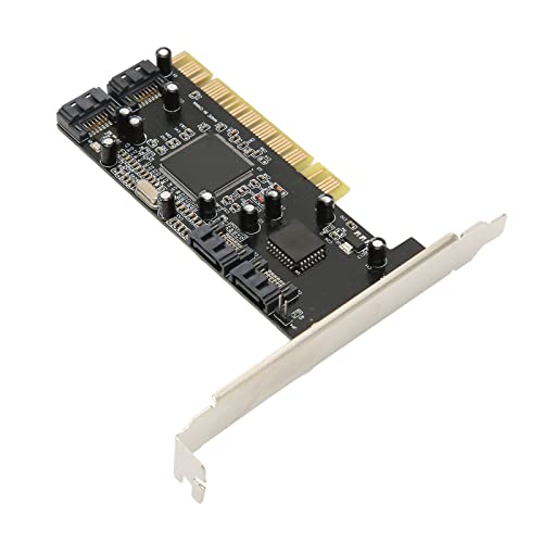 Bewinner PCI-auf-4-Port-SATA-Karte, 4-Kanal-PCI-SATA-Controller mit 1,5-Gbit/s-Übertragung, Festplattenlaufwerk, Einfach zu Installierende SATA-Erweiterungskarte für Desktop-PC