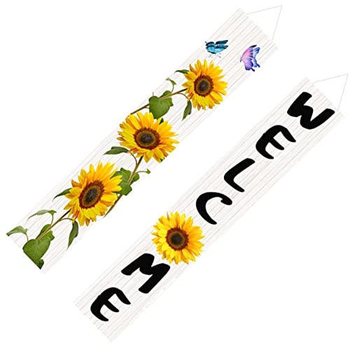 Alipis 1 Paar Willkommensbanner Sommer Bauernhaus- Flaggen Veranda Draußen Frühling Türschild Outdoor- Banner Vor Der Haustür Sonnenblumen- Im Freien Ernte Herbst Polyester