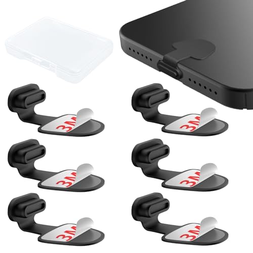 Rierousy 6 Stück USB C Staubschutz, Typ-C Port Schutzkappe Kompatibel mit iPhone 15/Samsung Galaxy S23/Google Pixel/Xiaomi/OnePlus/Huawei (Schwarz)