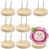 GORGECRAFT 8PCS 2 Inch Puppenständer Mit Doppelnadel Aus Stahl Häkelpuppenständer Halterung Filzen Präsentationshalter Holzständer Flache Runde Basis Für Puppenherstellungsbedarf Zimmer Party