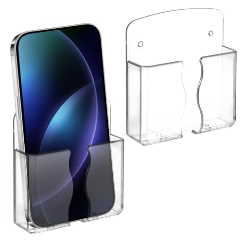 Bremorou 2 Stück Handyhalterung Wand, Handy Wandhalterung Wandmontage Telefonhalter, Selbstklebende Handyhalterung Wand, Universal Handy Halterung, Mit Empfangsloch Und Klebebändern Für Datenkabel