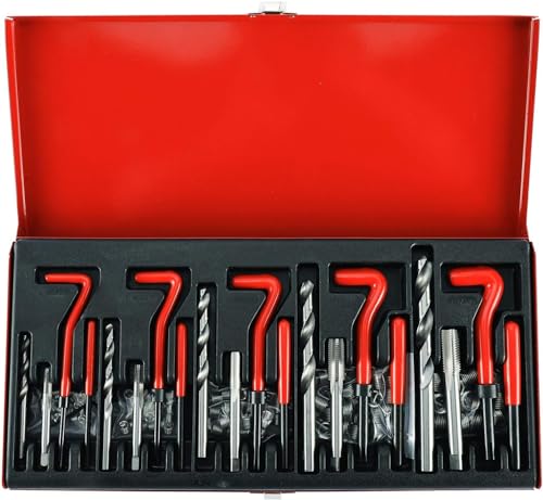FreeTec 131tlg Gewinde Reparatur Satz Bohrer Helicoil Auto Motor M5 M6 M8 M10 M12 Gewindehülse Gewindeeinsätze Werkzeug