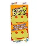 Scrub Daddy Original Spülschwamm, Reinigungsschwamm Smiley Form - Putzschwamm mit Texturveränderung, kratzfreier Schwamm Küche, Scheuerschwamm, Schmutzradierer, spülmaschinenfest - 2er-Pack Gelb