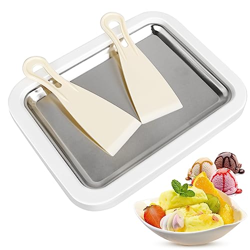 Eiscreme Roller Maker Pan mit 2 Spateln, schnelle Produktion DIY Handcraft Edelstahl Eiscreme Maker für hausgemachte gerollte Eiscreme, gefrorener Joghurt, Gelato
