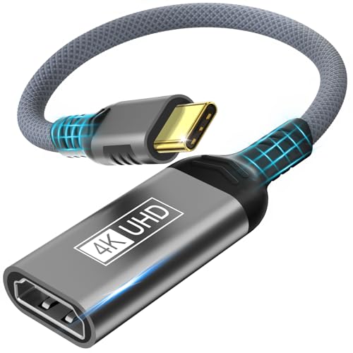 USB C auf HDMI,4K USB Type-C Thunderbolt 3/4 auf HDMI Adapter Kompatibel mit iPhone 15/15Plus/15Pro/15Pro Max,MacBook Pro/Air,iPad Pro/Air,Samsung Galaxy S/Note,XPS,SurfacePro,Pixelbook Grau