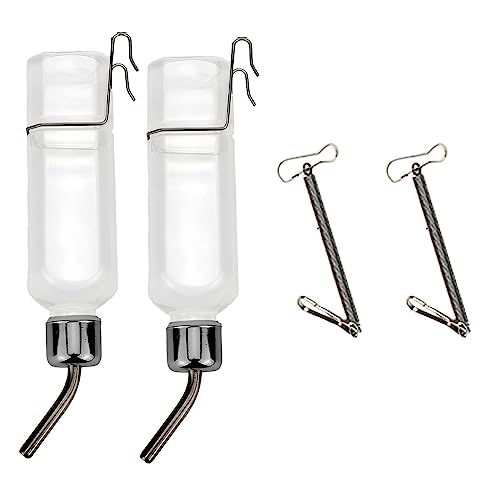 POHOVE 2 Stück Hängende Haustiere Wasserflaschen Trinkflasche Kaninchen,350ml Trinkflasche Hasentränke,Nagertränke Kleintiertränke Hasenflasche mit Halterung für Hasen Meerschweinchen Nager