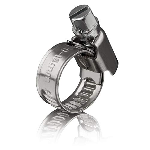 GARSIDURO® 10 Stück DIN3017 Schlauchschellen 10-16 mm in W5 Industriequalität, Bandbreite 9 mm – rostfreie V4A Schlauchklemmen für Gartenschlauch, Auto, Motorrad, Aquarium