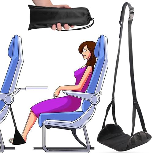 SUQ Flugzeug Fußstütze, Mesh atmungsaktiv, Fußstütze aus Premium Memory Foam, Tragbare Verstellbare Flugzeug Beinauflage, Reisezubehör für Flugzeuge, Fußhängematte und tragbare Beinstütze