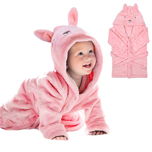 URAQT Kapuzenhandtuch Baby, Baby Kleinkinder Kids Bademantel mit Kapuze, Kapuzenbademantel Niedlichen, Einheitsgröße, Rosa
