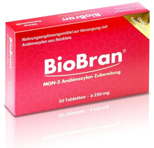 BIOBRAN® 250 - Arabinoxylan aus Reiskleie - 50 Tabletten á 250mg - Nahrungsergänzungsmittel - patentierter Herstellungsprozess aus fermentierter Reiskleie und Enzymen des Shiitake - PZN0287680
