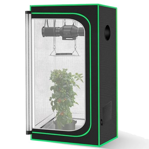 Growzelt 60x60, Grow Tent mit Abnehmbaren Boden Tablett,Homebox -Lichtdicht und Wasserdicht, Grow Tent Ohne Sichtfenster, 60x60 Growzelt für Homegrowing, Growset, Growschrank.