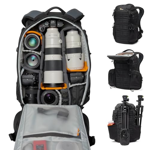 Lowepro ProTactic BP 450 AW III Kamerarucksack, 4 Zugriffspunkte, professionelle Kameratasche, DSLR/Drohnen/spiegellos, bis zu 16"-Laptop, Regenhaube, für Fotografen, Videografen, Volumen 28 l