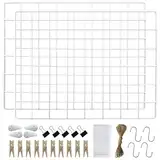 LOYONAL Gitter Pinnwand Metallgitter Deko Wand - Memoboard Gitter Deko Gitterwand - Foto Gitter Fotowand Metal - 2er Pack Wandgitter - Zimmer DIY