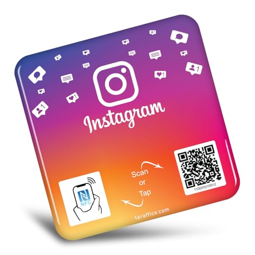 Taraffice Epoxy-Social-Media-NFC-Platte | Kompatibel mit iPhone und Android | Für Unternehmen, Firmen, Geschäfte, Restaurants, Bars, Cafés, Fastfood-Restaurants, Pizzerien (Instagram (10x