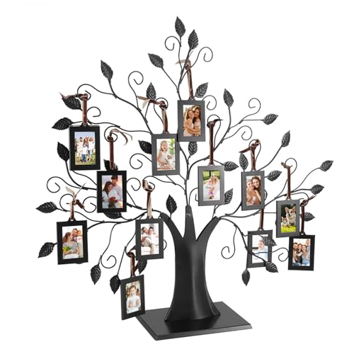 Ejoyous Familienbaum Stammbaum für Familienfotos, Modische Familienfotos Frame Display Baum mit hängenden Bilderrahmen Home Decor gutes