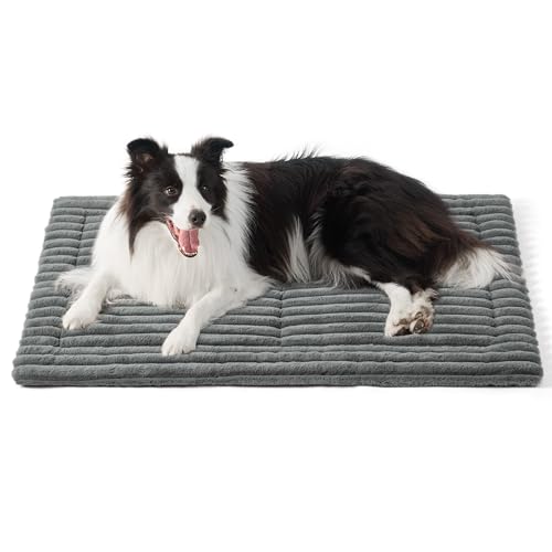 BEDSURE Hundematte für Große Hunde - 89x58 cm Hundekissen mit Rutschfester Unterseite, Waschbare Hundematratze für mittelgroße Große Hunde, grau