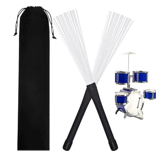 Bkljkf Trommelbürsten Set, Trommelbürste | 2x Gummihandle Retractable Drahttrommelbürsten | Tragbares Musikinstrumentenzubehör Gummi für Performance, Konzert
