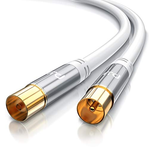 CSL - 5m Antennenkabel 8k 4k HDTV 135dB 75 Ohm - Premium Koaxialkabel - Full HD 4k UHD - Koax Stecker > Koax Kupplung - DVB-T DVB-T2 DVB-C DVB-S DVB-S2 Radio UKW DAB DAB