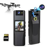 CAMMHD A2-32GB 1440P Body Cam mit Audio und Video, Bodycam mit 180° Drehbarer Linse Body Camera 7 Stunden Videoaufnahme Polizei Körperkamera für Tägliche Videoaufzeichnung, Sicherheitsüberwachung