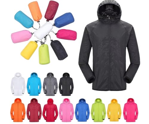 Generisch Regenjacke Damen Wasserdichte Atmungsaktiv Übergangsjacke Faltbar Funktionsjacke Leichte Dünne Langarm Sommerjacke Reißverschluss Outdoorjacke Mit Kapuze Winddicht Wanderjacke Windbreaker