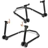 Eikuavons Motorradständer hinten & vorn Motorrad Set, Motorrad Ständer Motorrad Heber mit 4 Rollen Motorrad Hebebühne, Stabilität, Belastbar bis 300 kg (Schwarz)