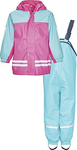 Playshoes Unisex Kinder Regen-anzug Mit Fleece-futter Warmer Wasserdichter Matschanzug Regenbekleidung, Türkis, 116 EU