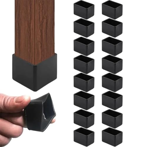 16pcs Stuhl Legbodenschutz 1x2 '' sicherer fit rechteckiger Stuhlbeinkappen Geräuschreduktion und schockdes Stuhl Beinschutz für Stühle, Tische und Sofas, Stuhl Beinbodenschützer