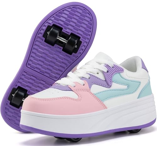 ANEFUN Rollschuhschuhe für Kinder Jungen Mädchen Sneakers mit abnehmbaren Rädern Sportschuh