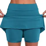 Generisch 2025 Angebote Damen Sport Shorts Sommer 2 In 1 Kurze Hosen Schnelltrocknende Laufshorts Fitness Yoga Jogging Training Hosenrock Gym Shorts Damen Radlershorts