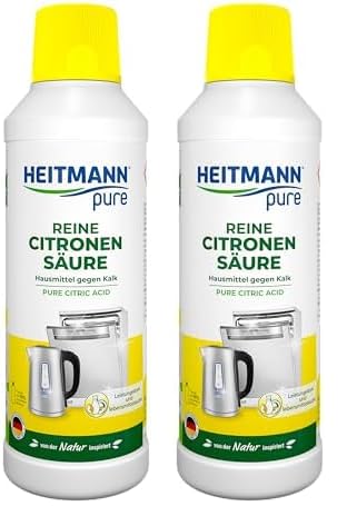 HEITMANN pure Reine Citronensäure: Ökologischer Bio-Entkalker, Reinigung für Küche & Bad, flüssig, 1x 500 ml (Packung mit 2)
