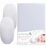 Spannbettlaken Kinderwagen aus 100% Komplett Natürlicher Bio-Baumwolle 30x76cm Spannbettlaken Grauer 2er-Set Ultraweich und bequem passend für die Meisten Kinderwagen Geeignet für Größe bis 35x81