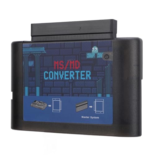 MS/MD Spielkartenkonverter, Spielvideokassettenkonverter, MS zu MD Konverter, Kompatibel für Retron2/3/5, für Mega Drive und für Ge nesis (Schwarz, klar)
