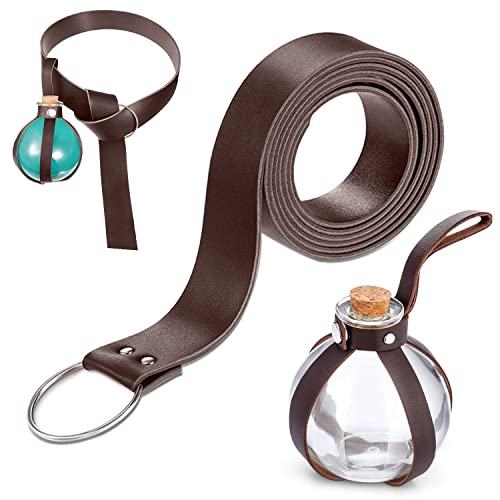 RoserRose Halloween Nekromanten Anzug, Mittelalter Kleidung, mit 250ml Zaubertrank FläSchchen, Mittelalter GüRtel, GüRtelschlaufe, für Cosplay, Zauberer, Hexe KostüM ZubehöR - Schwarz