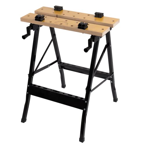 WALTER Werk- und Spanntisch, 100 kg Tragkraft, große Arbeitsfläche, klappbar und vielseitig verstellbar, universell einsetzbar, zum Schleifen, Sägen oder Einspannen von Werkstücken, Arbeitshöhe 77 cm
