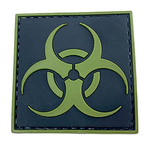 Patch / Abzeichen für Softair- und Paintball-Ausrüstung, mit Klettfläche, aus PVC, Motiv: Symbol für biologische Gefahr