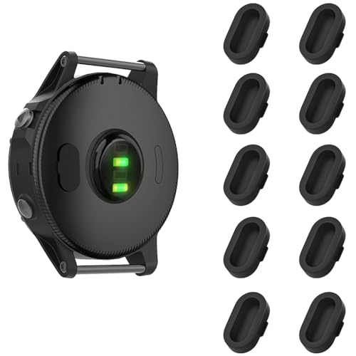 Silikon Staubstecker für Garmin Fenix 8/8s/8x/7/7x/7s/6/6s/6x/5/5s/5x Plus, Venu 3/3s/2/2 Plus/Sq 2, Vivoactive 5/4/4s/3, Instinct 3/2/2s/2x, Epix 2 Pro Ladegerät Port Anti Staub Stecker (10) (Black)