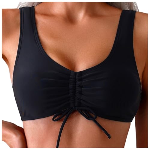 Damen Bikini Oberteil V Ausschnitt Wickeloptik Crossover Lace Up Bralette Bademode Push Up Sport Bikini Triangel Neckholder Bikinis Bademode Vacation Swimsuit Strand Bikini Top Bikini Oberteil Tankini