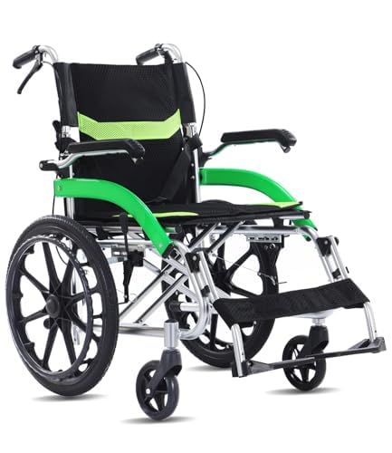 Broobey faltbar leicht Rollstuhl aus Aluminium,Doppelbremsen Selbstantrieb Rollstuhl faltbar und leicht mit Selbstantrieb für Senioren bis 150kg