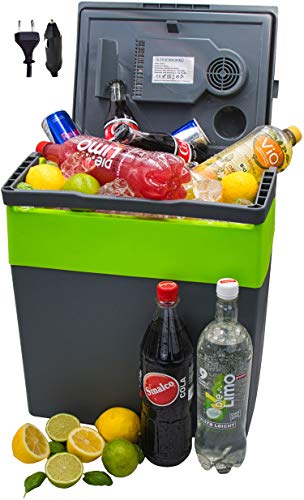 30 Liter 2in1 Kühlbox | Elektrische Kühlbox | Kühltasche | Isoliertasche | Thermobox | Warmhaltebox | Auto | Camping | Thermal Kühlbox (Gora Grey/Gilmo Green)