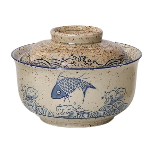 Ramen Schüssel,Keramik Ramen Bowl Set mit Deckel,800ml Suppenschalen, Pho,Japanische Vintage Ramen Schale aus Keramik Für Getreide, Suppe, Asiatisch Geschirr Mikrowelle Und Geschirrspüler
